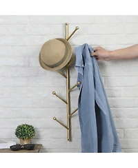 Yigii 8-Branch Wall Mounted Metal Coat Rack with Gold Finish for Hats, Coats, Bags