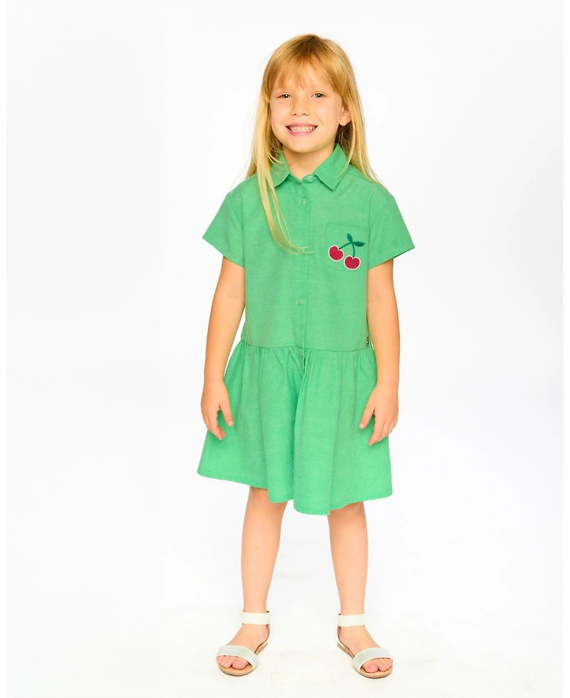 Deux par Toddler Girls Cotton Shirt Dress with Embroidery