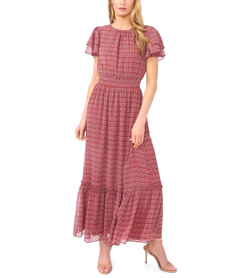 CeCe Women's Double Ruffle-Sleeve Maxi Dress