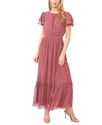 CeCe Women's Double Ruffle-Sleeve Maxi Dress