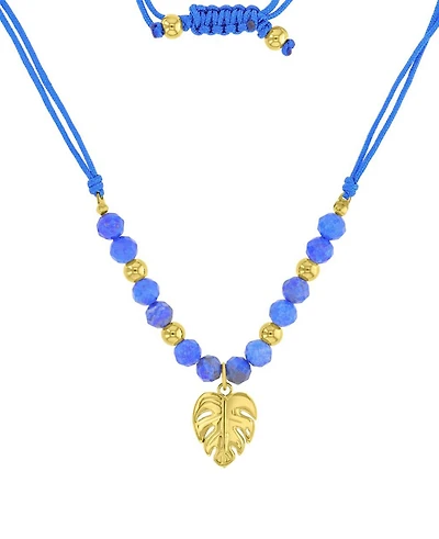Roxy Waterproof Yellow Palm Leaf Labradorite Adjustable Necklace