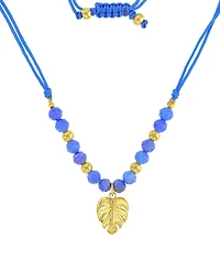 Roxy Waterproof Yellow Palm Leaf Labradorite Adjustable Necklace