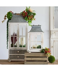 Clihome Wooden Candle Lantern Decorative Lantern Holder Decor for Outdoor, Home Garden Wedding