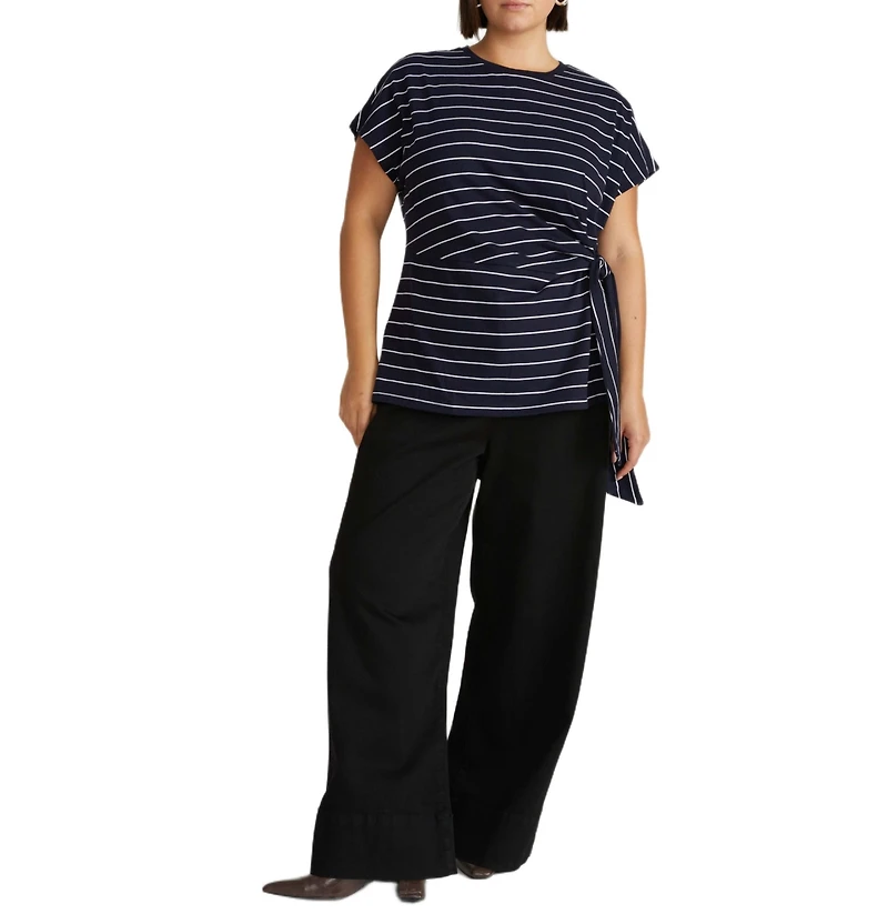 Universal Standard Women's Plus Crescent Breton Stripe Knot Tee