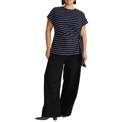 Universal Standard Women's Plus Crescent Breton Stripe Knot Tee