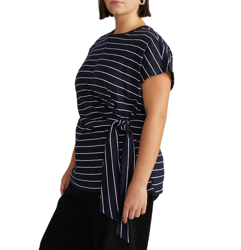 Universal Standard Women's Plus Crescent Breton Stripe Knot Tee