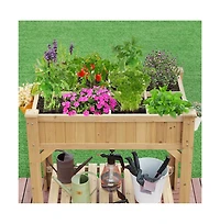 Yaheetech 8-Pocket Wood Elevated Garden Planter with Fabric Liner