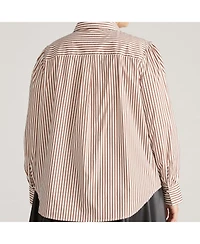 Universal Standard Plus Janet Tie-Neck Cotton Poplin Shirt