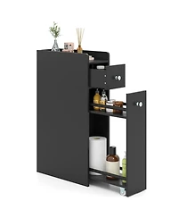 Volenca Small 4-Tier Bathroom Storage Cabinet with Slide-Out Drawers and Casters