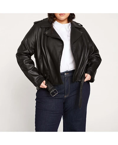 Universal Standard Plus Leeron Leather Moto Jacket