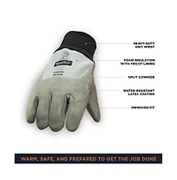 RefrigiWear Men's Insulated Fleece Lined Leather Gloves with Nitrile Coating