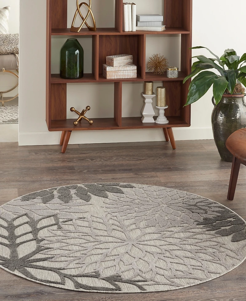 Nourison Home Aloha ALH05 Silver 4' Round Rug