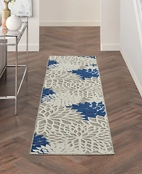 Nourison Home Aloha ALH05 Ivory and Navy 2'3" x 8' Runner Rug