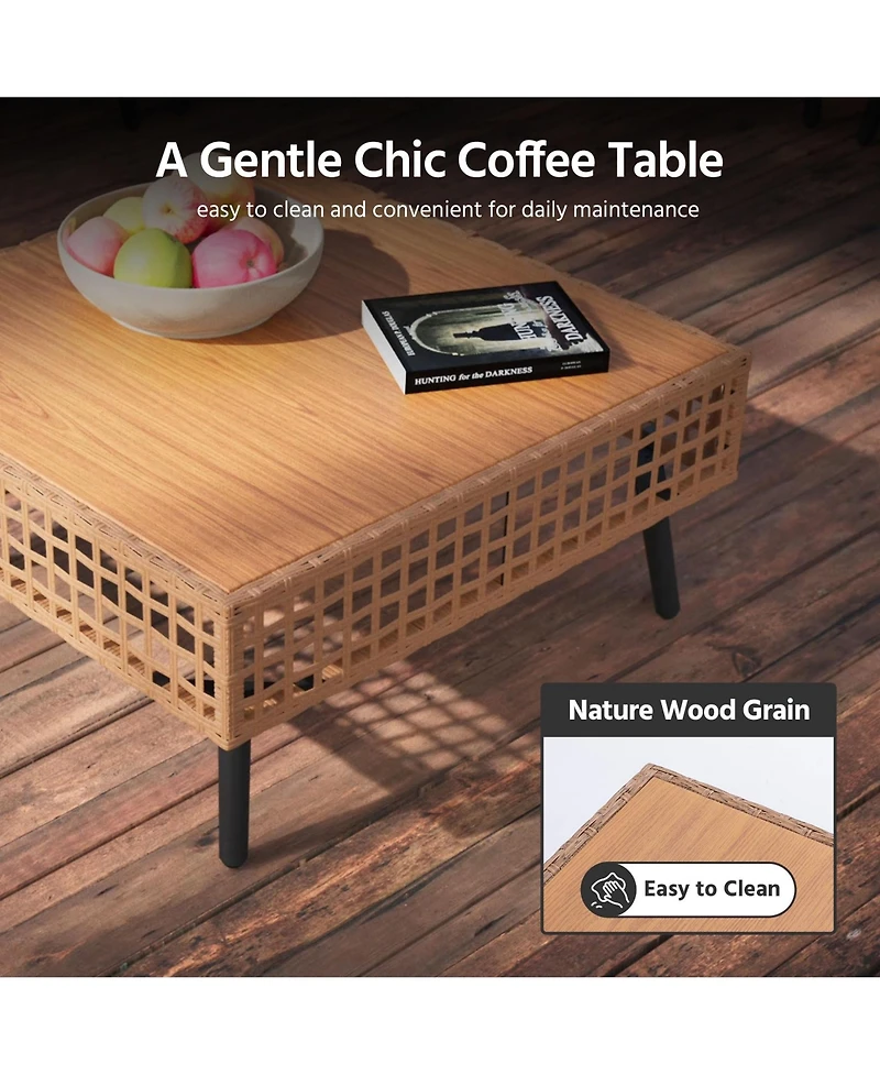 Decksplore 7 Pieces Outdoor Sectional Sofa Set All-Weather Pe Wicker Rattan Patio Conversation with Thick Cushions Furniture