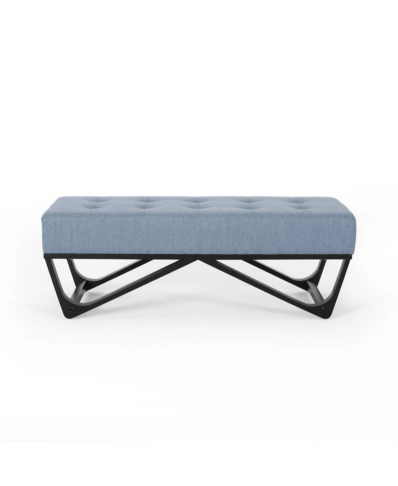 Streamdale Modern Tufted Upholstered Bench with Black Geometric Legs