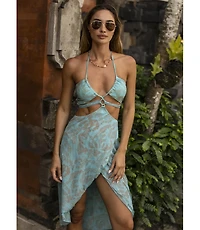 Guria Beachwear Women's Mesh Halter Cut-out High-Low Dress Cover-up