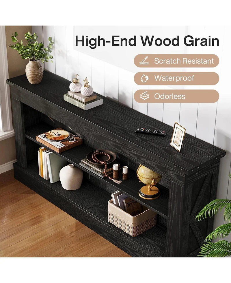 Tribesigns 63-Inch Long Console Table for Entryway, Narrow Farmhouse Sofa Table with Shelves