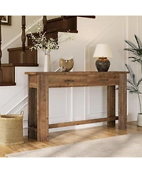 Tribesigns 63" Solid Wood Console Table with 2 Drawers, 63-Inch Farmhouse Entryway Table, Narrow Sofa Table for Entryway, Hallway