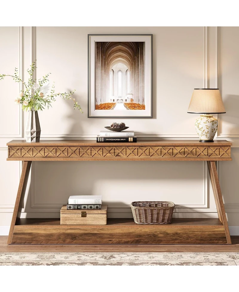 Tribesigns Farmhouse Console Table, Wood 70.9 Inch Extra Long Entryway Table with Storage, Narrow Long Sofa Tables Behind Couch