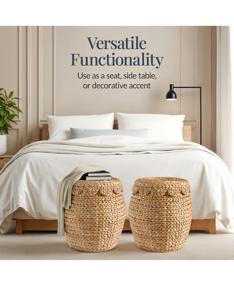 Best Choice Products Scalloped Water Hyacinth Storage Tote Basket with Lid