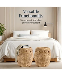 Best Choice Products Scalloped Water Hyacinth Storage Tote Basket with Lid