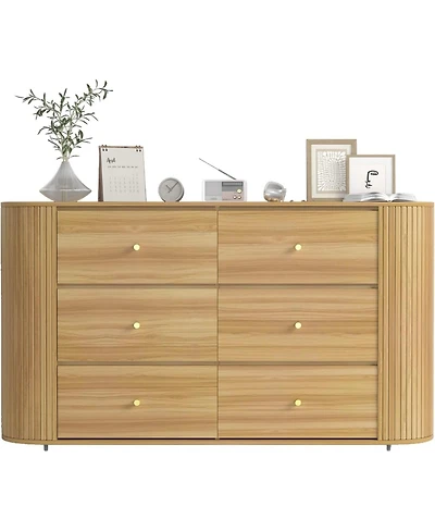 gaomon Drawer Dresser with Power Outlet, Farmhouse Dresser with Metal Handle, Vintage Design, Large Storage Dressers Organizer for Bedroom