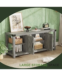 gaomon 60" Farmhouse Tv Stand for 65" TVs, Entertainment Center Console with Storage Shelves