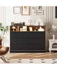 gaomon 6 Drawer Dresser for Bedroom with Led Lights & Charging Station