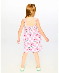 Deux par Deux Toddler Girls Cotton Jersey Romper Pink Printed Cherries
