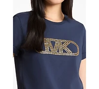 Michael Kors Women's Empire Stud Classic Crewneck T-Shirt