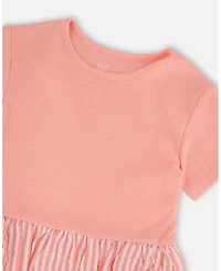 Deux par Deux Toddler Girls Bi-Material Dress Peach