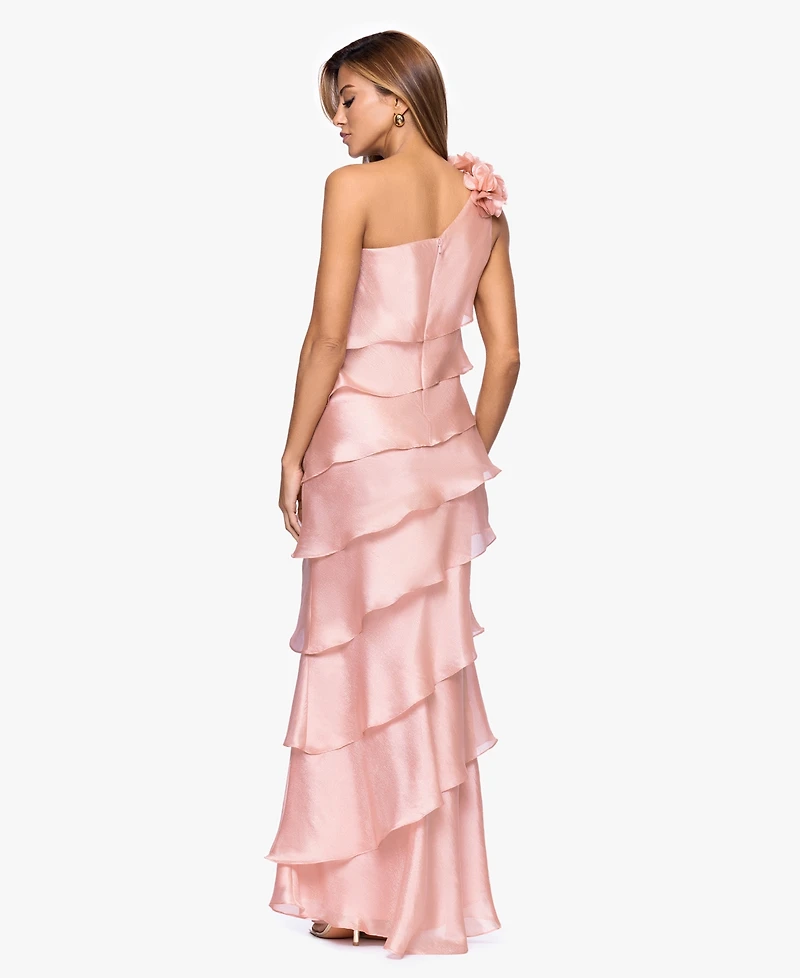Xscape Women's Tiered Chiffon One-Shoulder Dress