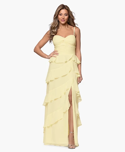 Xscape Women's Ruffle Detail Tiered Maxi Dress