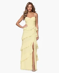 Xscape Womens Ruffle Detail Tiered Maxi Dress