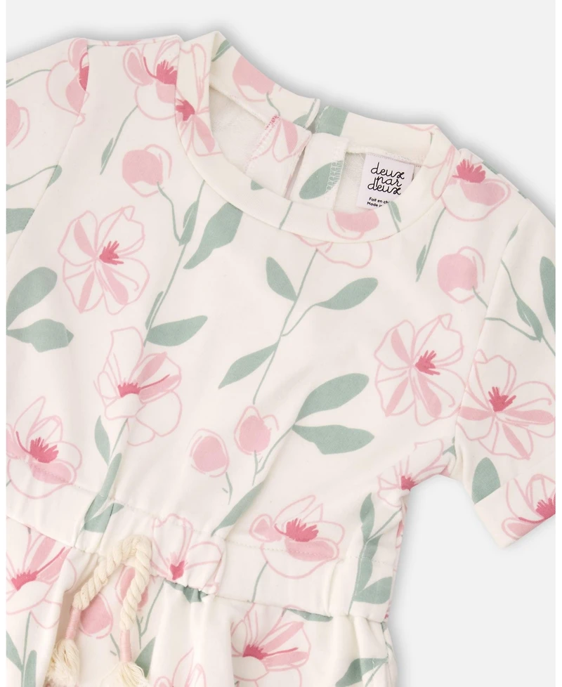 Deux par Toddler Girls French Terry Dress Off Printed Flowers
