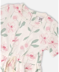 Deux par Toddler Girls French Terry Dress Off Printed Flowers