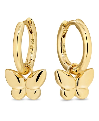 Devata Butterfly Hoop Earrings in Plated Sterling Silver