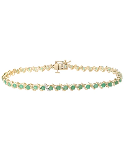 Macy's Emerald (2-7/8 ct. t.w.) and Diamond (1/10 ct. t.w.) Bracelet in 10k Yellow Gold