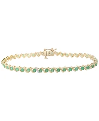Macy's Emerald (2-7/8 ct. t.w.) and Diamond (1/10 ct. t.w.) Bracelet in 10k Yellow Gold