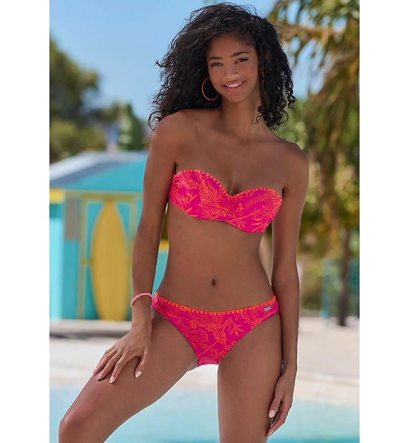 Lascana Women's Tropical Bandeau Bikini Swimsuit Top Bra Sizing