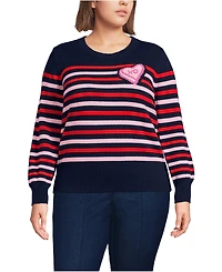 Lands' End Plus Drifter Set Sleeve Crew Neck Sweater