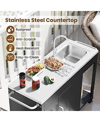 Ecooso 56 Inches Outdoor Grill Table with Sink and Stainless Steel