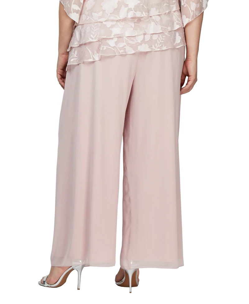 Alex Evenings Plus Wide-Leg Chiffon Pants