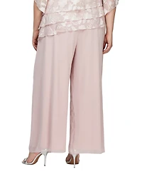 Alex Evenings Plus Wide-Leg Chiffon Pants
