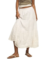 Lucky Brand Women's Lace Trim Mix Midi Skirt