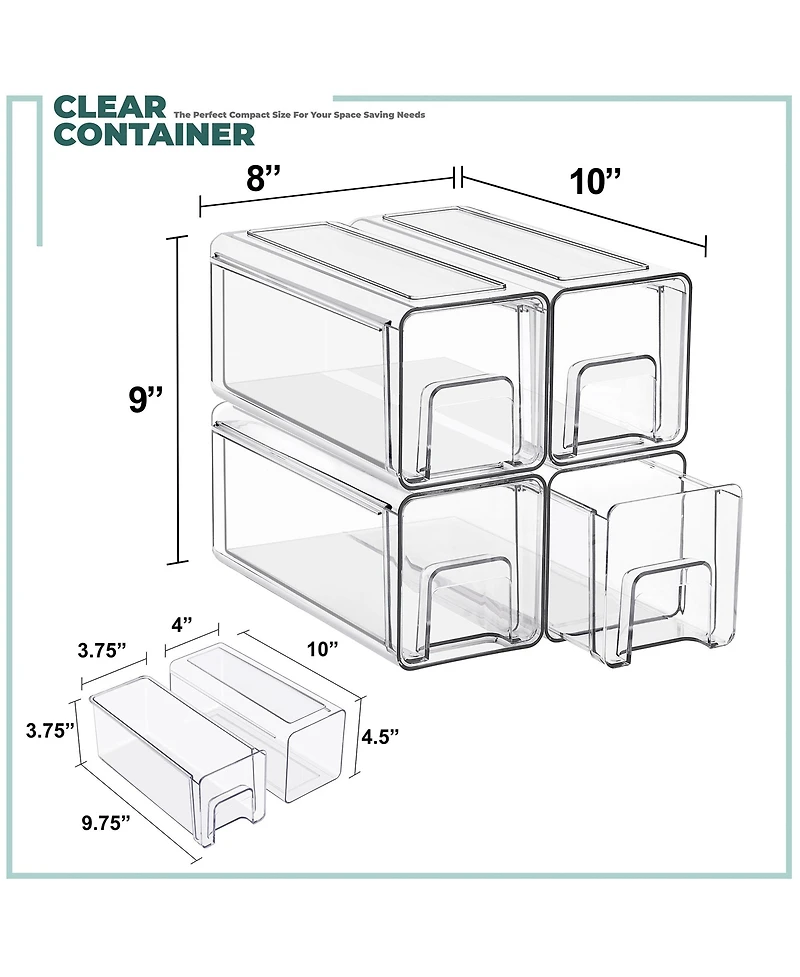 Sorbus Small Stackable Storage Drawers Case with Handles - for Bathroom, Closet, Pantry, Cabinet