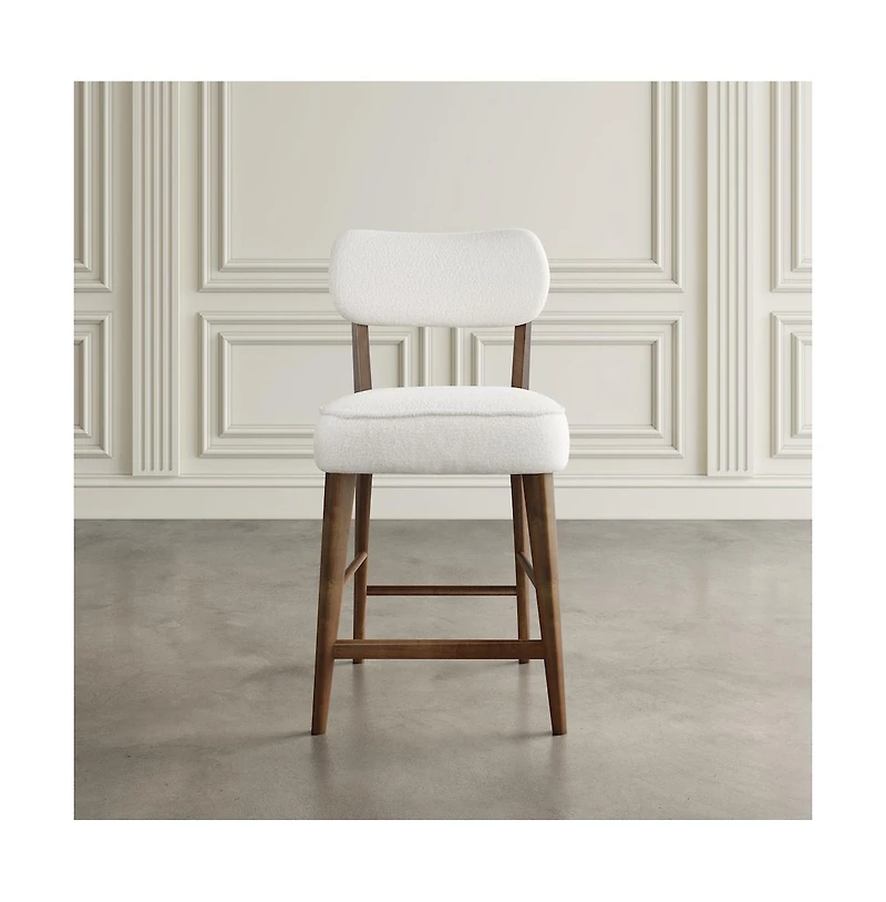 Jofran Wes Mid-Century Modern Boucle Upholstery Counter Barstool (Set of 2