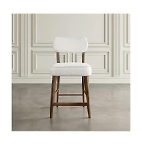 Jofran Wes Mid-Century Modern Boucle Upholstery Counter Barstool (Set of 2