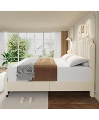 gaomon Bed Frame, Velvet Upholstered with 50.2'' Headboard, Rivet Decoration