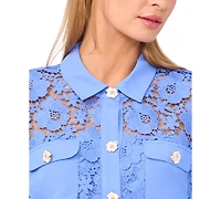 CeCe Women's Collared Neck Short-Sleeve Top